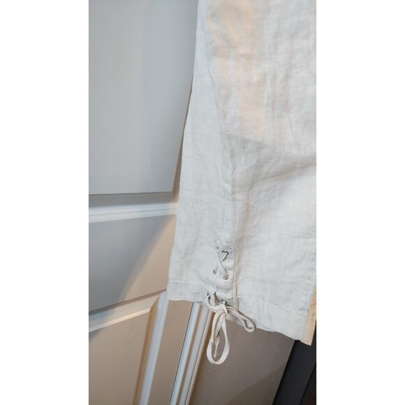 NWT JM Collection Womens 20w Ivory pants 100% Linen Wide Leg Lagenlook Capri - Picture 5 of 16